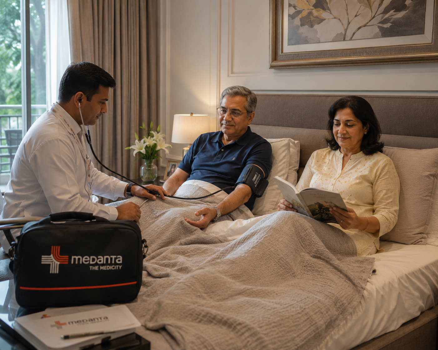 Doctor and nurse consulting with resident